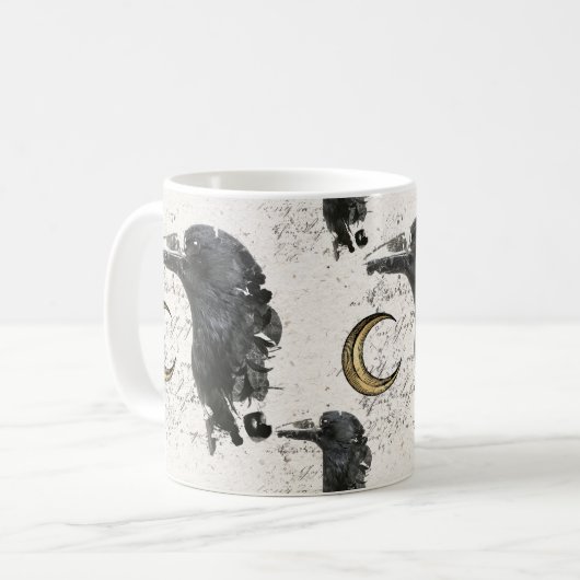 Raven Alchemy Collage Kaffeetasse (Vorderseite Links)