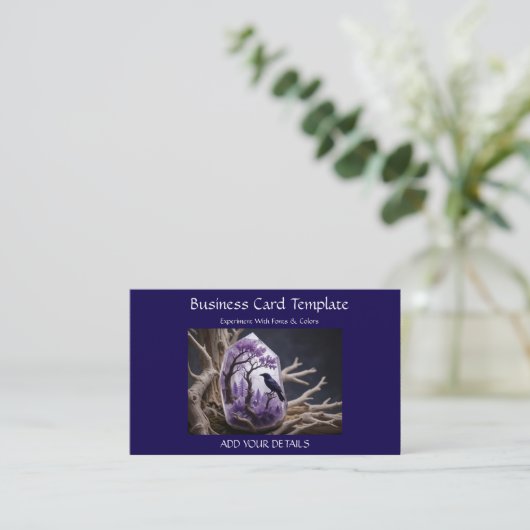 Raven Amethyst Healing Crystal Business Card Visitenkarte (Stehend Vorderseite)