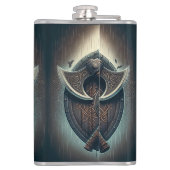 Raven and Axes - Kunst des Kriegerschilds Flachmann (Rückseite)