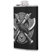 Raven and Axes - Kunst des Kriegerschilds Flachmann (Links)