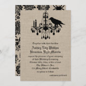 Raven and Damask on Burlap Wedding Einladung (Vorne/Hinten)