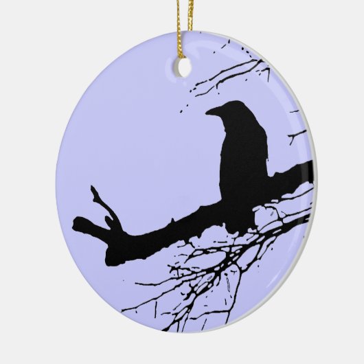 Raven and Dead Tree Keramik Ornament (Links)