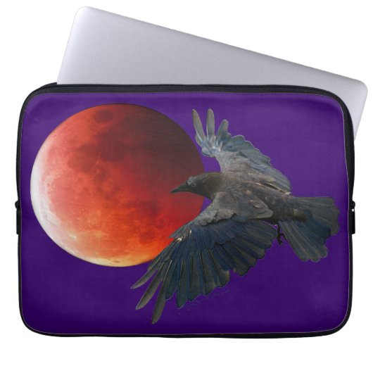 Raven and Eclipsing Moon Laptop Sleeve (Vorderseite)