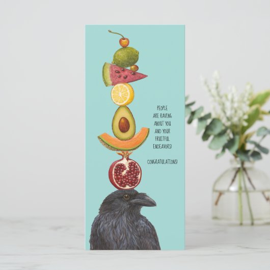 Raven and fruit gratulation flachcard (Stehend Vorderseite)