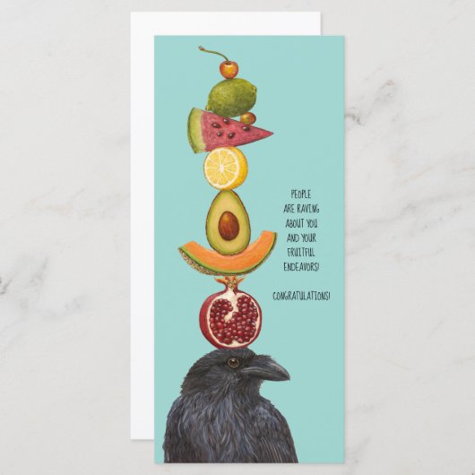 Raven and fruit gratulation flachcard (Vorne/Hinten)