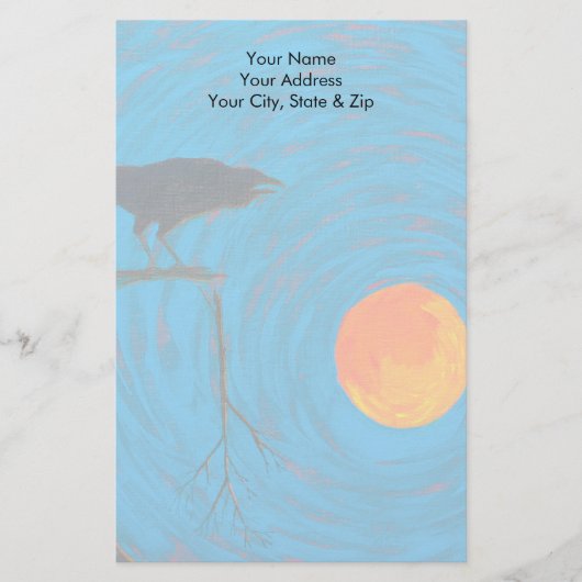 Raven and Full Moon Briefpapier (Vorderseite)