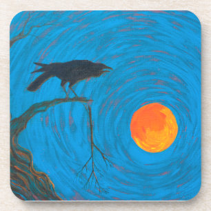 Raven and Full Moon Getränkeuntersetzer