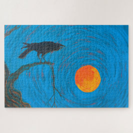 Raven and Full Moon Jigsaw Puzzle
