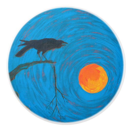 Raven and Full Moon Keramikknauf (Vorderseite)