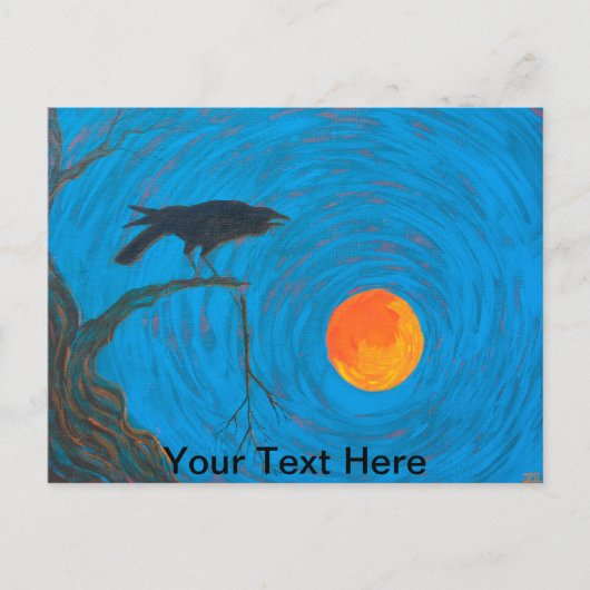 Raven and Full Moon Postkarte (Vorderseite)