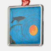 Raven and Full Moon Silbernes Ornament (Links)