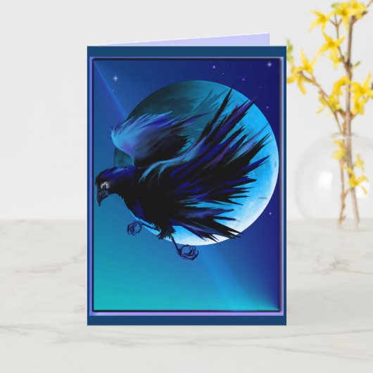 Raven and Moon Cards Karte (Gelbe Blume)