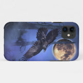 Raven and Moon Fantasy Wildlife iPhone Case (Rückseite (Horizontal))