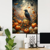 Raven and Pumpkin Forest - Dunkle Herbstmühle Poster (Heimbüro)