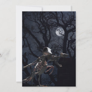 Raven and Rat Skeleton in Moonlight Einladung