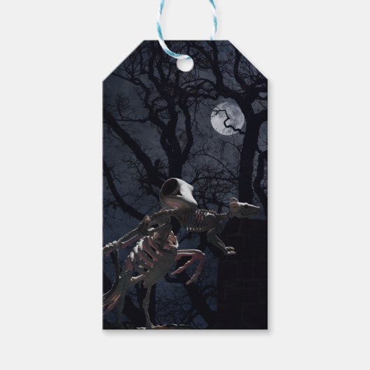 Raven and Rat Skeleton in Moonlight Geschenkanhänger (Vorderseite)