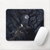 Raven and Rat Skeleton in Moonlight - Halloween Mousepad (Mit Mouse)