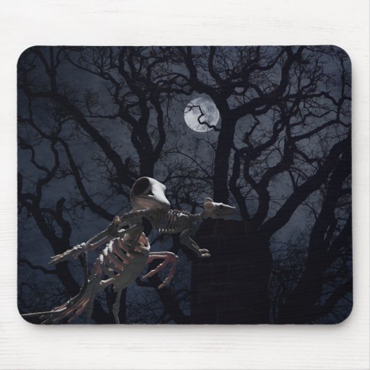 Raven and Rat Skeleton in Moonlight - Halloween Mousepad (Vorne)
