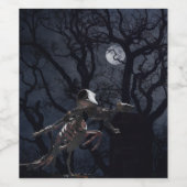 Raven and Rat Skeleton in Moonlight - Halloween Weinetikett (Einzelnes Label)