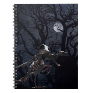 Raven and Rat Skeleton in Moonlight Notizblock