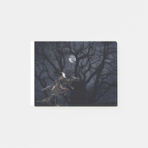 Raven and Rat Skeleton in Moonlight Post-it Klebezettel