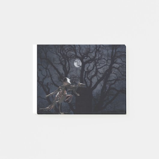 Raven and Rat Skeleton in Moonlight Post-it Klebezettel (Vorderseite)