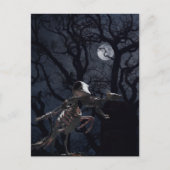 Raven and Rat Skeleton in Moonlight Postkarte (Vorderseite)