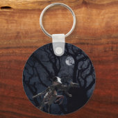 Raven and Rat Skeleton in Moonlight Schlüsselanhänger (Vorderseite)