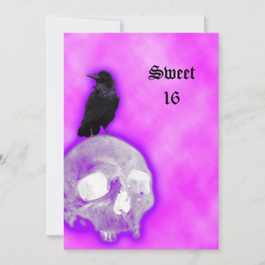 Raven and Skull Goth Fantasy Sweet 16 Birthday Einladung (Vorderseite)