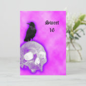 Raven and Skull Goth Fantasy Sweet 16 Birthday Einladung (Stehend Vorderseite)