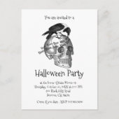 Raven and Skull nie mehr Halloween-Party Einladungspostkarte (Vorderseite)