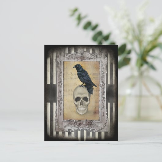 Raven and Skull Postkarte (Stehend Vorderseite)