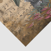 Raven and Skulls Floral Vintag Seidenpapier (Detail)