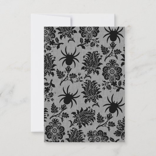 Raven and Spider Damask Gray Linen UAWG RSVP Karte (Rückseite)