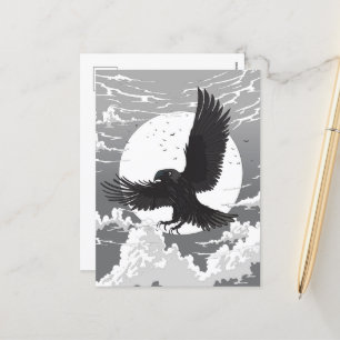 Raven and the Moon Feiertagspostkarte