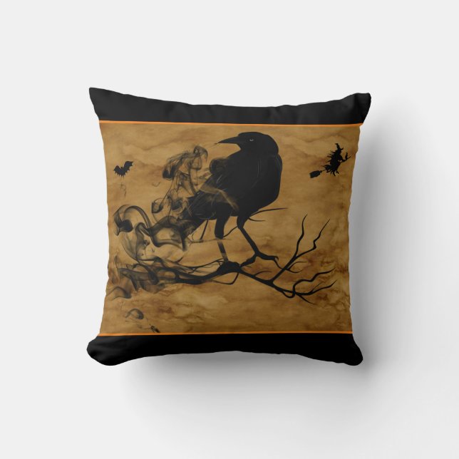 Raven and Witch Spooky Kissen (Vorderseite)