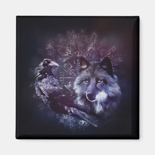 Raven and Wolf - Vegvisir and Tree of life Magnet (Vorne)
