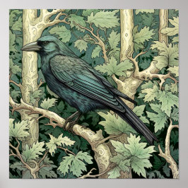 Raven Art Print, Black Bird, Animal Art Poster