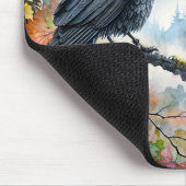 Raven Autumn Wassercolor Art Mousepad (Ecke)