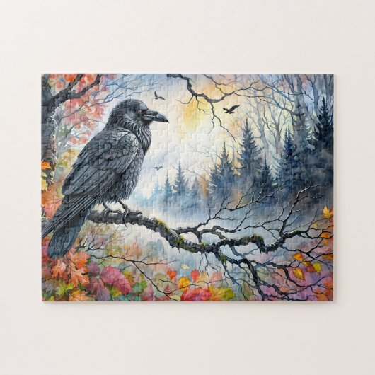 Raven Autumn Wassercolor Art Puzzle (Horizontal)