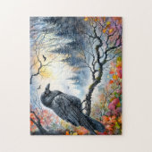 Raven Autumn Wassercolor Art Puzzle (Vertikal)
