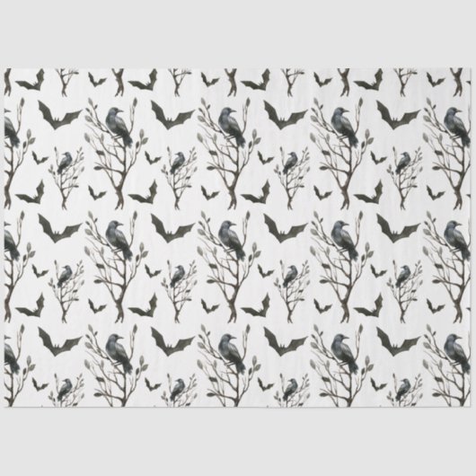 Raven Bat Halloween Geschenkpapier Seidenpapier (Vorderseite)