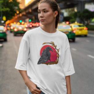 Raven Bird Animal Over Moon T-Shirt