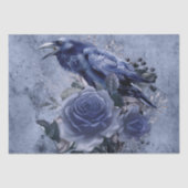Raven Bird Blue Rose Whimsical Decoupage Seidenpapier (Vorderseite)