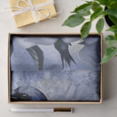 Raven Bird Blue Rose Whimsical Decoupage Seidenpapier (Geschenk)