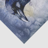Raven Bird Blue Rose Whimsical Decoupage Seidenpapier (Detail)