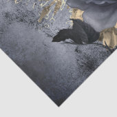 Raven Bird Gold Blue/Black Rose Whimsisches Gewebe Seidenpapier (Detail)