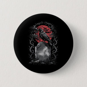 Raven Bird Gothic Raven Art Friedhof Fantasy Button