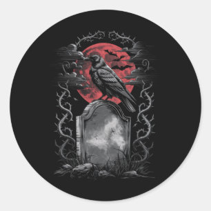 Raven Bird Gothic Raven Art Friedhof Fantasy Runder Aufkleber