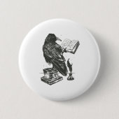 Raven bird reading book button (Vorderseite)